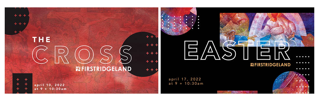 Paired “The Cross” and “Easter” series banners